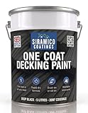 SIRAMICO COATINGS One Coat Anti-Slip Decking Paint | 5 Litres | 7 Luxury Colours I Mould & UV Resistant Formula | White - Grey - Sage Green - Black - Brick Red (BLACK)