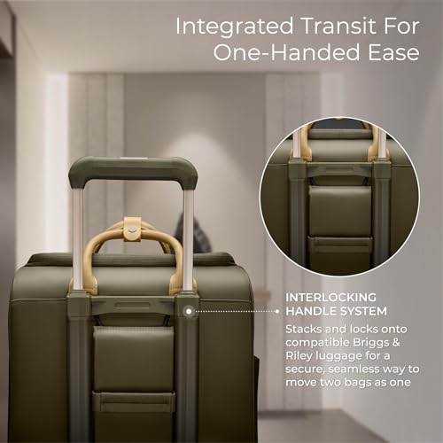 Briggs & Riley Wheeled Cabin Bag - Carry On Luggage for Travel, Suitcases with Wheels, Softside Rolling Bag for Men & Women, Interlocking Handle, Fits up to 13\" Laptop - Rhapsody Collection, Olive