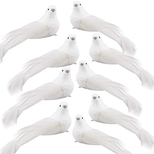 YIREAUD 12pcs Artificial Simulation Foam Bird,Simulation White Dove Christmas Supplies Decoration Craft Birds for Wedding Decoration Party Accessories