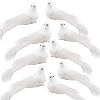 YIREAUD 12pcs Artificial Simulation Foam Bird,Simulation White Dove Christmas Supplies Decoration Craft Birds for Wedding Decoration Party Accessories