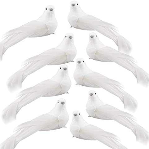YIREAUD 12pcs Artificial Simulation Foam Bird,Simulation White Dove Christmas Supplies Decoration Craft Birds for Wedding Decoration Party Accessories Cover