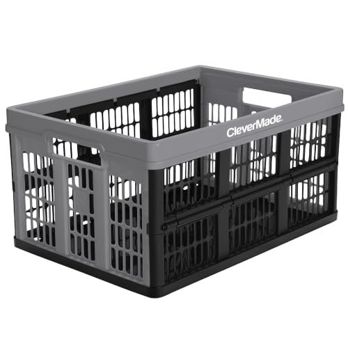 Image of CleverMade Collapsible Utility Crate For Storage, 45L 1 Pack, Stone
