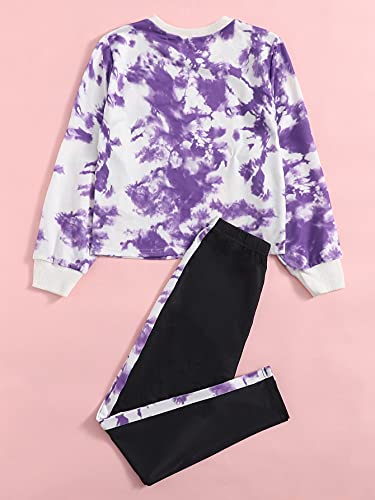 Soly Hux Girl's Graphic Print Long Sleeve Sweatshirt Top And Pants Set 2 Piece Outfits Tie Dye 11-12Y #TOP1