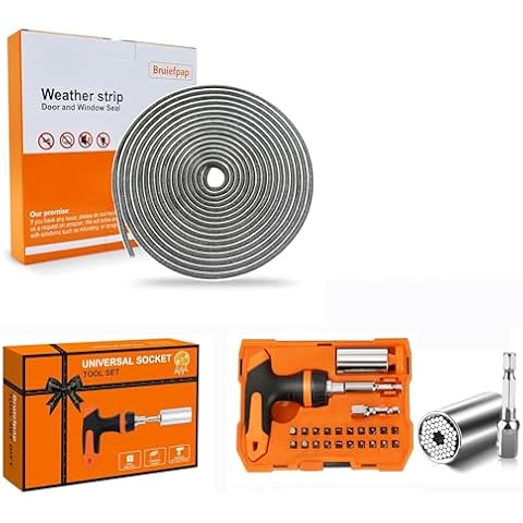39.4FT Brush Weather Stripping with Universal Socket Tool Set, Stocking Stuffers for Men Gifts for Men Cover