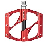 ROCKBROS Fahrradpedale MTB Aluminium rutschfeste Pedale Sealed Bearings 9/16 Zoll Pedale für Mountainbike Rennrad E-Bike Stadtrad Schwarz/Rot
