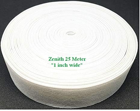 ZENITH 1-inch White Elastic for Tailoring and Sewing 25 Meters