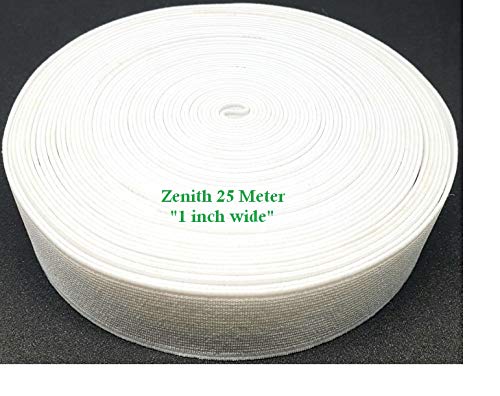 ZENITH 1-inch White Elastic for Tailoring and Sewing 25 Meters