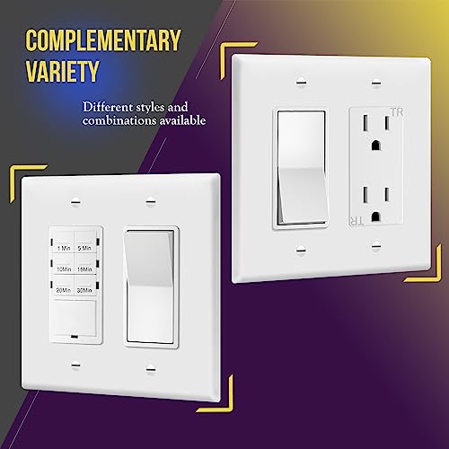 Image of ENERLITES 2-Gang White Mid-Size Decorator Switch Outlet Wall Plate Cover
