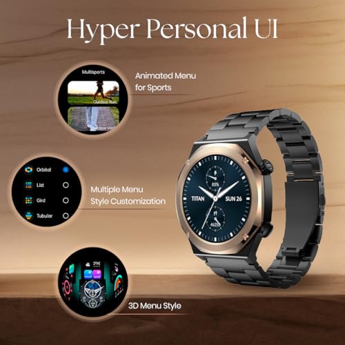 Image of Titan Maestro 1.47 inch Zero Lag AMOLED Smart Watch for Man with SS316L Stainless Steel, BT Calling, 60Hz Refresh Rate, Health Tracking,10 Days Battery,Water & Dust Resistant, Extra Silicon Strap (Black)