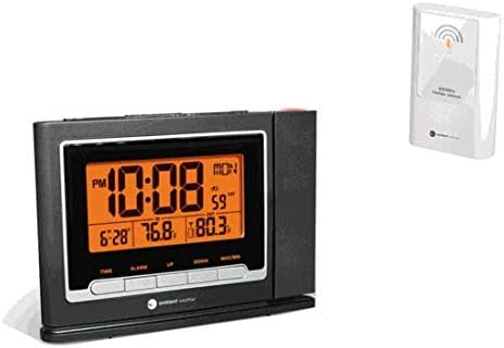 Ambient Weather RC-8365 Clearview Projection Clock with Indoor Outdoor Temperature and Radio Controlled Time