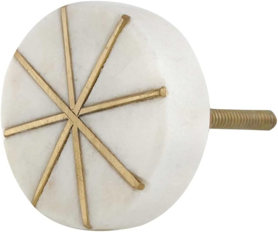 Indian Shelf 4 Piece Round Stone Brass White Modern Dresser Knobs Drawer Handles Cabinet Pulls Elegant Hardware