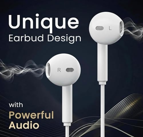 Image of 1-Year Replacement Warranty with Wired Earphones for iPhone (Lightning - Connector) - in-Ear Headphones with Microphone & Volume Control, Compatible with iPhone 14 /13 /12 /11 /X /XR /SE /8 /7 Series