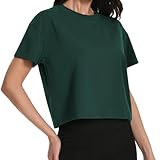 Travel UV Protection Woman Golf Cotton Shirts Running Athletic Workout Tees Summer Crop Tops for Women Trendy Boxy Baggy Short Sleeve Boho T Shirts Cute Gym Yoga Basic Women Casual Tops Dark Green S