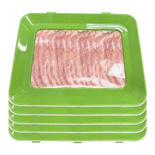 5 vassoi per conserve, sottovuoto, con pellicola elastica, per salumi, frigorifero, organizer, salsicce, salumi, verde, riutilizzabili, per cucina
