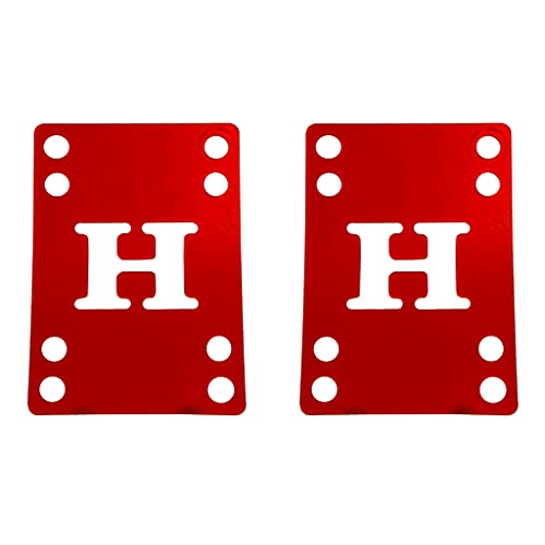 H Block Skateboard Longboard Riser Pads Set of 2 1/8" Red