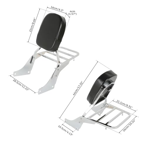 XMT-MOTO Motorcycle Backrest Sissy Bar Set Luggage Rack Fit for Honda Shadow SABRE VT1100 All Years Honda Shadow ACE VT1100 All Years - Thumbnail 2