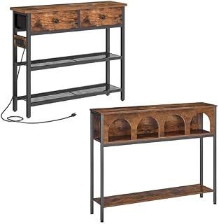 HOOBRO 29.5" Narrow Console Table with Power Outlet and Console Table, Entryway Table with 3-Tier Storage Bundle, BF72UXG01-BF106XG01