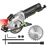 Extbtfor Power Circular Saw,4.8A Mini Circular Saw with Laser Guide,4000RPM Corded Saw Equipped with 1 Pc 4-1/2' Blades，Maximum Cutting 1-11/16' at 90° and 1-1/8'at 45° for Wood, Soft Metal, Plastic