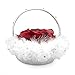 Burcan Wedding Flower Girl Basket with Ostrich Fluff and Lace Flowers,9 inch by 9.5 inch