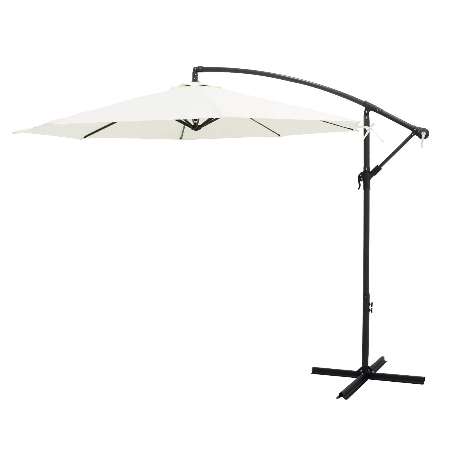 FLAME&SHADE 10 ft Cantilever Offset Outdoor Patio Umbrella with Cross Base Stand, Ivory