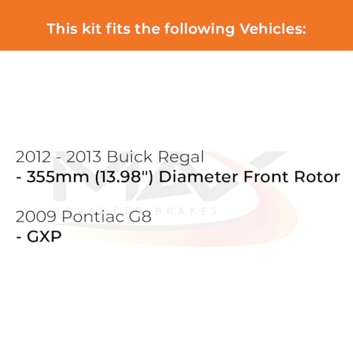 Image of Max Advanced Brakes Front Brake Kit Compatible With 2012 2013 Buick Regal w /13.98 inch Fr Rotor Compatible With Pontiac G8 Replacement Geomet Coated OE Disc Brake Rotors and Ceramic Brake Pads