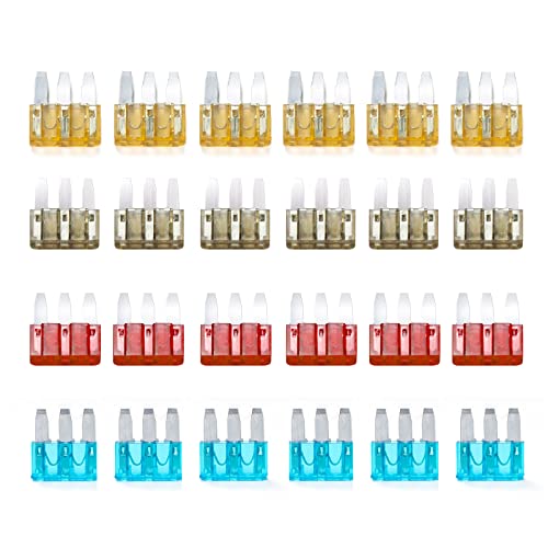 Sinbrlai Amp Micro 3 Fuse 24Pcs 5-15A, 3 Prong Micro Blade Fuse, Applicable To The Maintenance, Replacement Of Car, Automobile Trucks, Automotive Lighting #TOP3