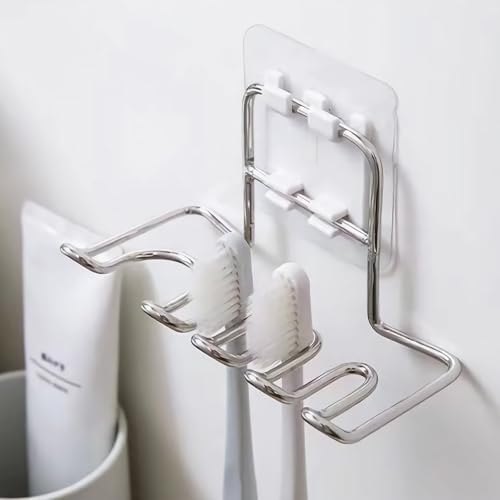 Poywaze 歯ブラシスタンド 歯磨き粉ホルダー シルバー 歯ブラシホルダー ステンレス 歯ブラシ立て 壁掛け式 電動歯ブラシ スタンド 歯ブラシスタンド 浮かせる