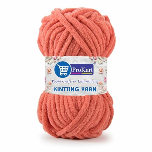 Image of ProKart Premium Blankie Wool, Plush & Cuddly, Chenille Yarn Supersoft Hand Knitting Wool Ball | Blanket Thick /Mottu Yarn Ball Suitable for Hand Knitting and Crocheting for Baby, Adult, Sweaters, caps, Throws, Home Furnishing, Scarves, Blankets (Flamingo, 100gms x 4 Pack)