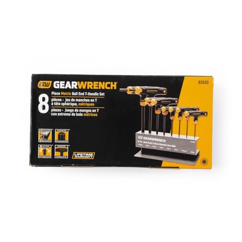 Image of GEARWRENCH 8 Piece Metric Ball End T-Handle Hex Key Set - 83520