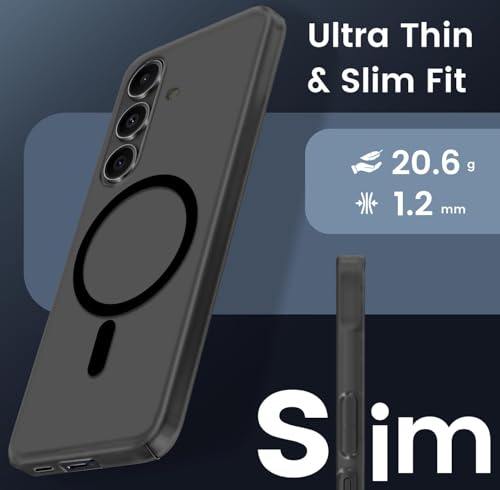 Image of DIZORO Matte Case for Samsung Galaxy S26 Compatible with MagSafe, Camera Lens Full Protection, Shockproof Translucent Frosted TPU Soft Phone Cover, Anti-Fingerprint (Black)