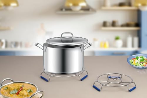 Image of Xmart India Round Stainless Steel Kitchen Hot Mat - Medium Size Hot Utensil Stand, Hot Pot Stand, Heat-Resistant Hot Mat for Dining Table & Kitchen