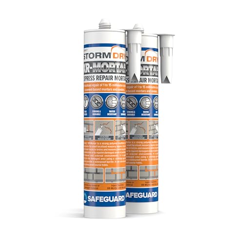 Stormdry XR Mortier Express 2x310ml – Cartouche Réparation Fissures Rapide – Ciment Imperméable Prêt à l'Emploi – Finition Sable Gris