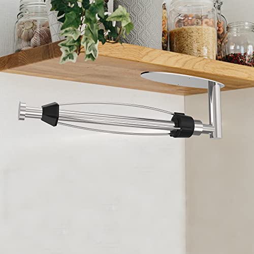 Paper Towel Holder Under Cabinet Brushed Nickel Wall Mount Paper Towel Holders Under Counter Hanging Paper Towel Rack Self-Adhesive Or Drilled With Damping Stainless Steel For Kitchen Bathroom Rv #TOP4