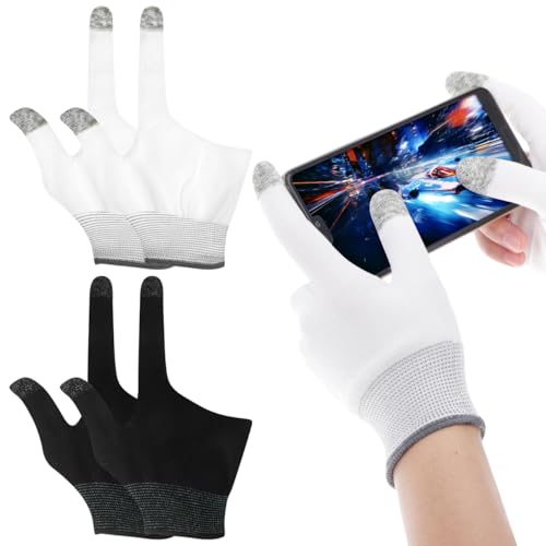 BESPORTBLE 2 Pairs Gaming Finger Gloves - Touchscreen Sleeves for Mobile Gaming, Esports & Free Fire - Breathable Nylon & Graphene for Sweaty Hands, Pro Gamer Gloves