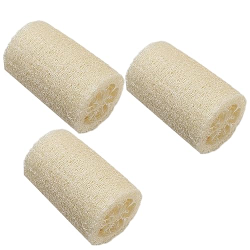 Paquete de 3 esponjas de ducha Luffa de lufa egipcia natural, exfoliante corporal eficaz para hombres y mujeres, ideal para spa, baño, ducha, cuidado de la piel, masajes, limpieza y cuidado diario