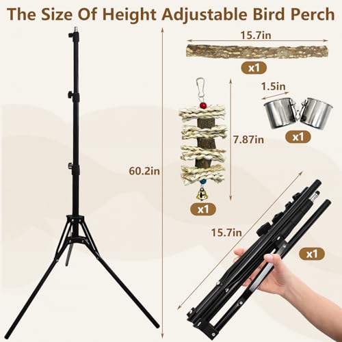 kathson Poleiro ajustável para pássaros de 71 a 152 cm de altura, suporte de poleiro de papagaio de
