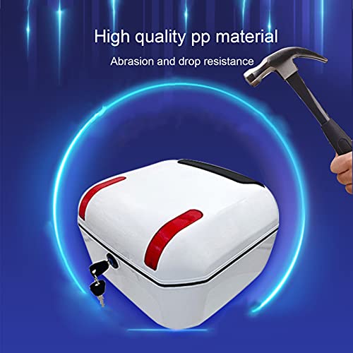Jkghk Rectangle Motorcycle Top Box, Scooter Helmet Trunk Tail Box, With Universal Mounting Hardware, Night Warning Light And Security Lock Trunk Top Case, Red #TOP2
