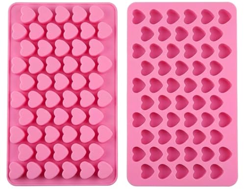 SPHTOEO 2 Pack 55-Cavity Mini Heart Silicone Molds – Food Grade Nonstick Trays for Chocolate, Candy, Jelly, Ice Cubes, Soap, Crayons & Wax Melts