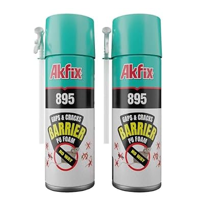 Akfix 895 PestBlocker Insulation Spray Foam (2x12 Oz.) - Gap Filler, Gaps & Cracks Barrier, Hole Blocker, Polyurethane Expanding Foam Spray for Barrier, Gaps Cracks Filler | 12 Oz. 2 Pack