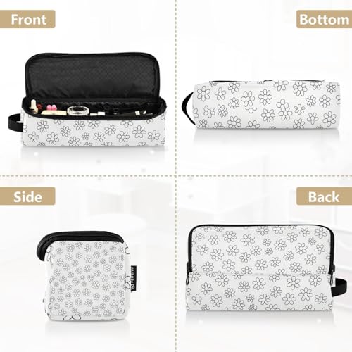 2-in-1 Estuche de Viaje para Rizadores con Tapete Resistente al Calor y Doble Capa para Planchas, Rizadores y Secadores, Patrón de Flores en Blanco miniatura 5