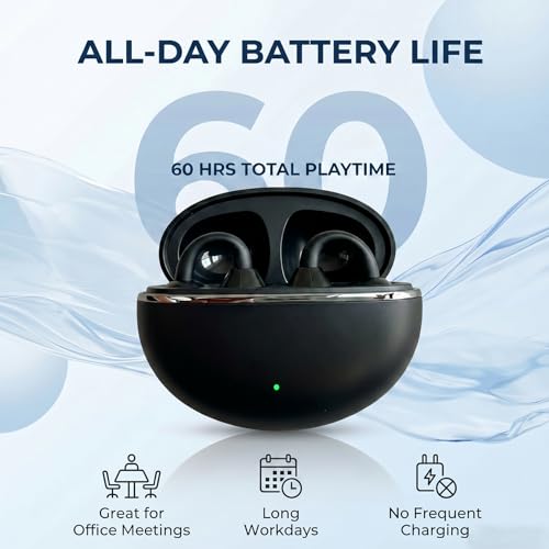 Image of Nyxo Open Ear Wireless Earbuds, Bluetooth 5.4 Air Conduction Headphones with Noise Cancellation Clip Desig, 360 Stereo Sound, Bluetooth Earphones Wireless for Sports, Office and Daily Use(Black)
