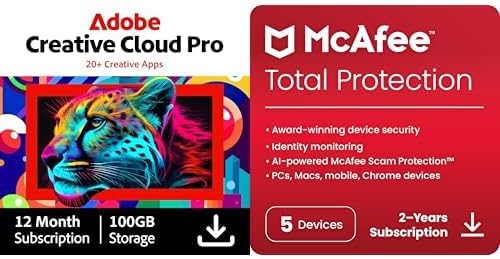 Adobe Creative Cloud Pro All Apps + McAfee® Total Protection for 5 Devices - 2 Year Subscription Bundle [Digital Download]
