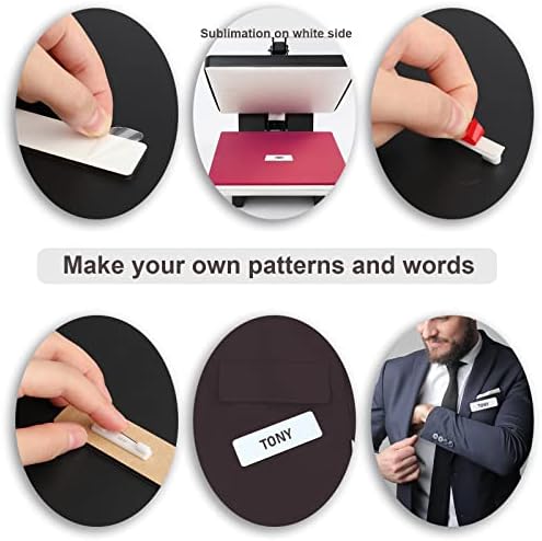 SAVITA 18pcs 1x3inch Sublimation Name Tags with Self-Adhesive Badge Pins, DIY Sublimation Badge Blanks ID Name Tags for Students Employee Clothing