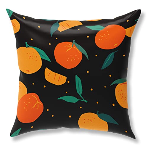Orange Throw Pillow Covers, Pillow Covers 18X18, Set Of 4 Watercolor Fruit Orange Lover Gift Pillowcase, Decorative Pillow Covers Cushion Covers For Couch, Bed, Sofa, Car Seat, Chair, Bedroom, Home #TOP5