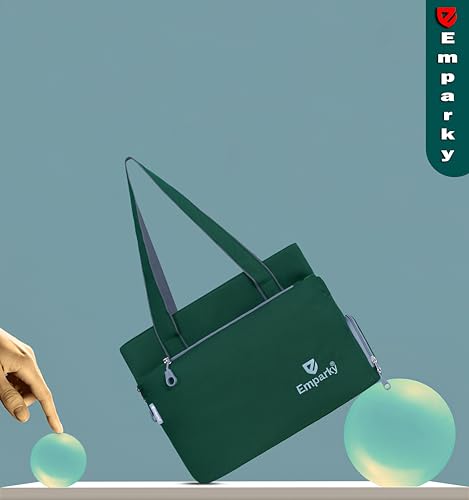 Image of Women Bag, Black with Turquoise Accents, Tote Bag with Multiple Zipper Pockets