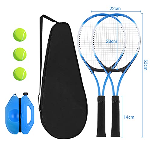 Tennis Racket Tennis Trainer Rebounder Ball Tennis's Racquet Set 2 Player with Base Rope, Super Light Training Tennis's Racquet for Beginner kids Racket Practice 3 Balls 53x22cm Outdoor Home