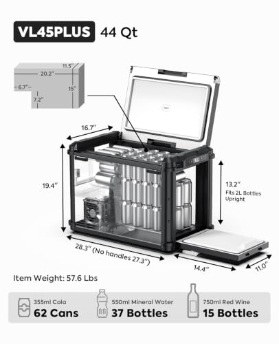 Image of ICECO VL45PLUS 12 Volt Refrigerator, 44 QT Portable Freezer, Electric Compressor Cooler Powered by SECOP, 3 Ways Access, 12 /24V DC 110~240 Volt AC, 12V Car Fridge for Travel Camping, 0℉ to 50℉