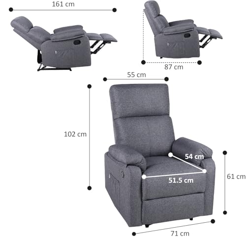 Miniatura 2 de Ecode Sillón Reclinable Manual De Tela Con Calor Lumbar, Reposabrazos Lavables Y Usb De Carga Comodidad Para Personas Mayores En Salones O Espacios Reducidos