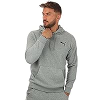 PUMA Men's Essential Small Logo Fleece Hoodie, Medium Gray Heather/Cat, XL