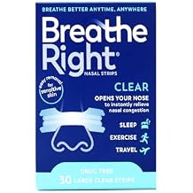 Breathe Right Nasal Strips Clear For Sensitive Skin Large 30 Each Pack of 8